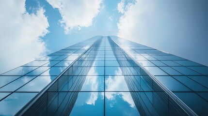 Fototapeta premium Modern Skyscraper Reflecting the Clouds