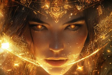Fantasy Woman with Majestic Glow in Close-Up