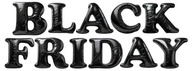 black alphabet balloons forming the word black friday