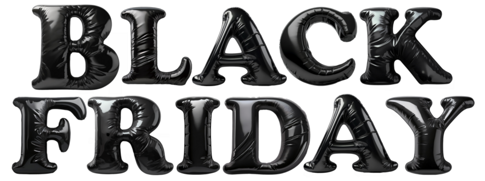 black alphabet balloons forming the word black friday