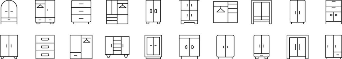 Pack of Thin Icons. Editable Stroke. Suitable for Web Sites, Books, Cards, Apps