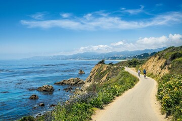 Scenic Bike Ride Along Coastal Path with Stunning View