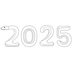 Chinese 2025 Contour New Year Numeric. Zodiac Asia Silhouette Snake