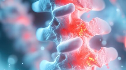 Detailed close-up of a human spine, showcasing intricate anatomy and vibrant colors, perfect for educational and medical purposes.