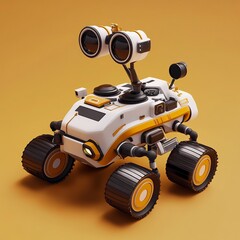 3D Space Exploration Rover Icon: Robotic Vehicle for Planetary Exploration Illustration Logo