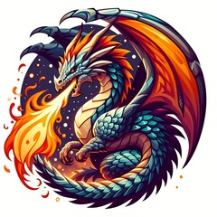 Fiery Dragon: A Vibrant Illustration of Fantasy Power
