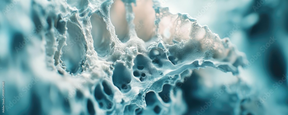 Poster abstract close-up of delicate foam structure, showcasing intricate details and textures. ideal for b