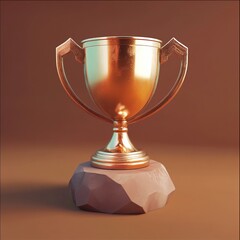 3D Virtual Arena Trophy Icon: Award for Winning Digital Competition Illustration Logo