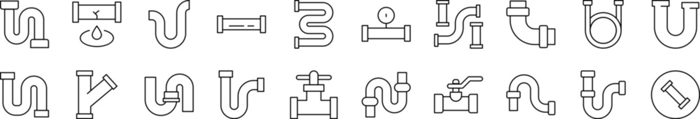 Pipe Set of Thin Icons. Editable Stroke. Suitable for Web Sites, Books, Cards, Apps