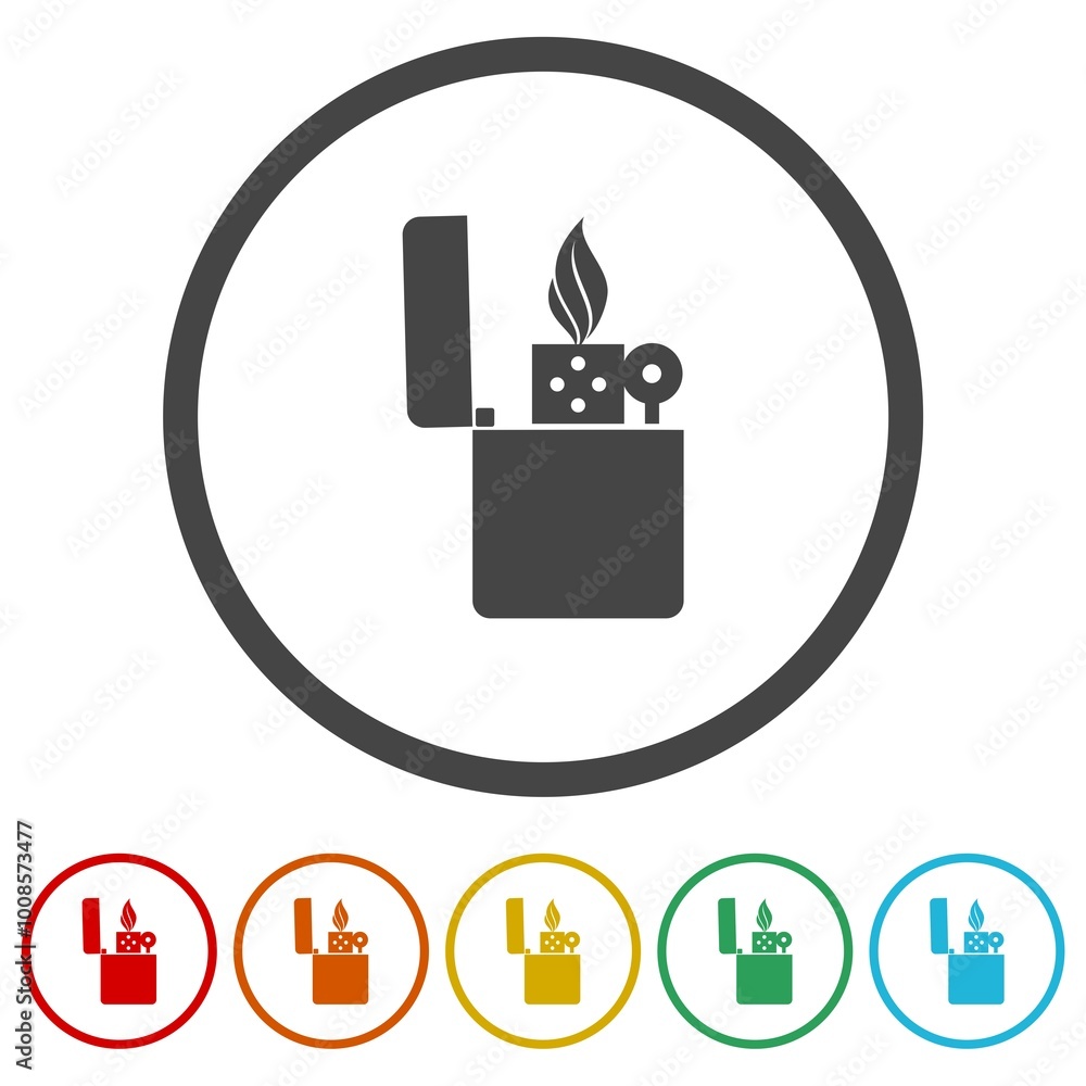 Poster lighter icon. set icons in color circle buttons