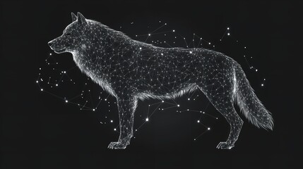 Geometric Wolf Silhouette. Image of Lion in the Form of C