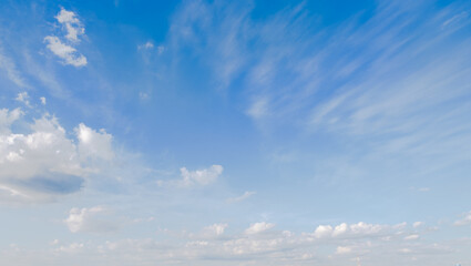 clear blue sky with a few clouds and the clouds.Background for banner, backdrop or texture