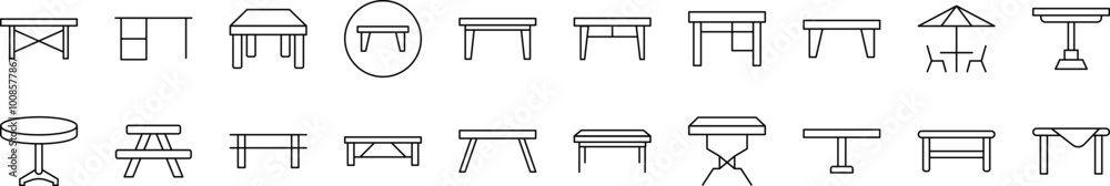 Poster table outline simple linear image collection. editable stroke. suitable for web sites, books, cards,