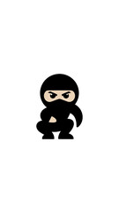 A minimalist, cartoon-style logo of a stylized ninja. The ninja is in a combat pose transparent png Generative AI
