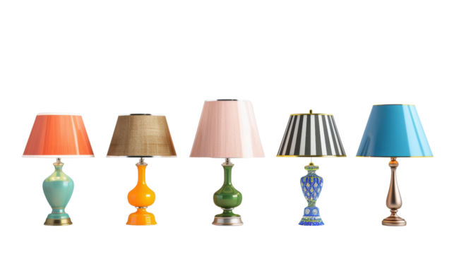 Set of Retro lamps on white background