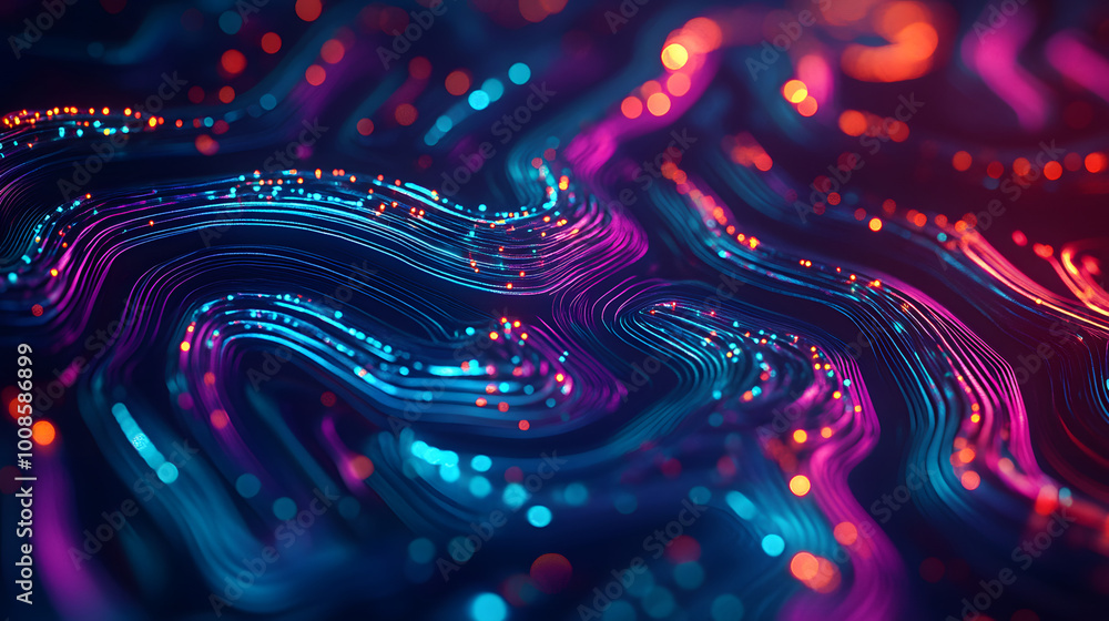 Poster big data concept. digital neural network. introduction of artificial intelligence. cyberspace of fut