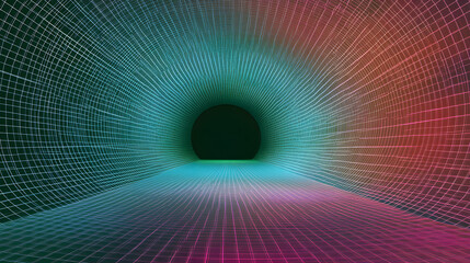 Obraz premium Abstract tunnel. Vector wormhole. 3D corridor mesh.
