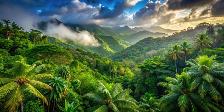 Lush Greenery and Misty Vistas of El Yunque Rainforest in Puerto Rico's Tropical Paradise