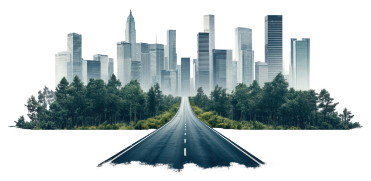 PNG Modern cityscape highway architecture skyscrapers.