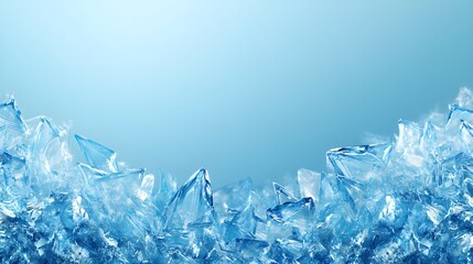 A blue background covered in ice crystals with a frosty crystal border