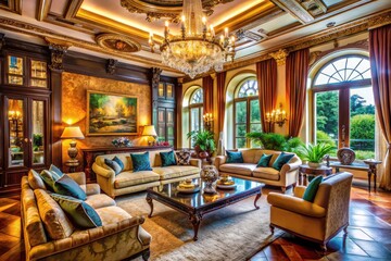Fototapeta premium Luxurious Living: Exquisite Interiors, Elegant Decor, and Opulent Lifestyle Elements Captured in Style