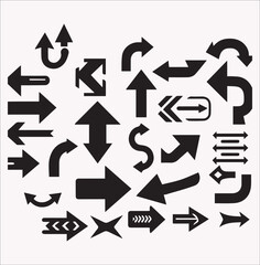 Arrows set icons vector silhouette on a white background