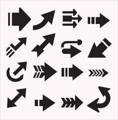 Arrows set icons vector silhouette on a white background