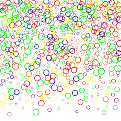 many colorful soap bubbles on black background with copy space