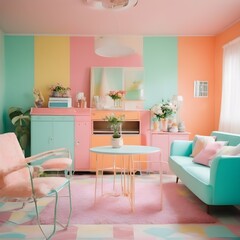Serene Pastels: Minimal 50's Living Rooms