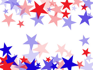Obraz premium backdrop Vector Illustration, Blue and Red 4th of July Stars sparkles isolated on white.