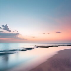 Obraz premium Peaceful Sunset Beach: A Study in Minimalism