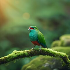 Fototapeta premium Elegant Minimalism: Quetzal Bird in Soft Morning Light