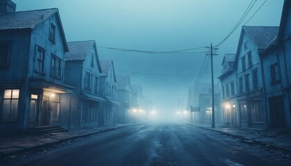 Heavy fog in the town illustration creepy background