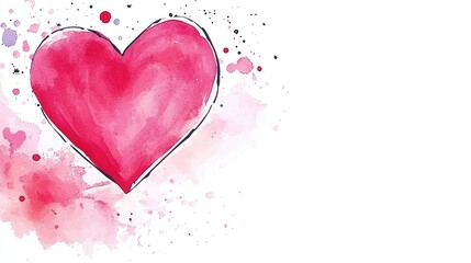 A red heart flying in a starry sky, symbolizing spiritual healing and mental well-being, painted in a soft, abstract watercolor style.