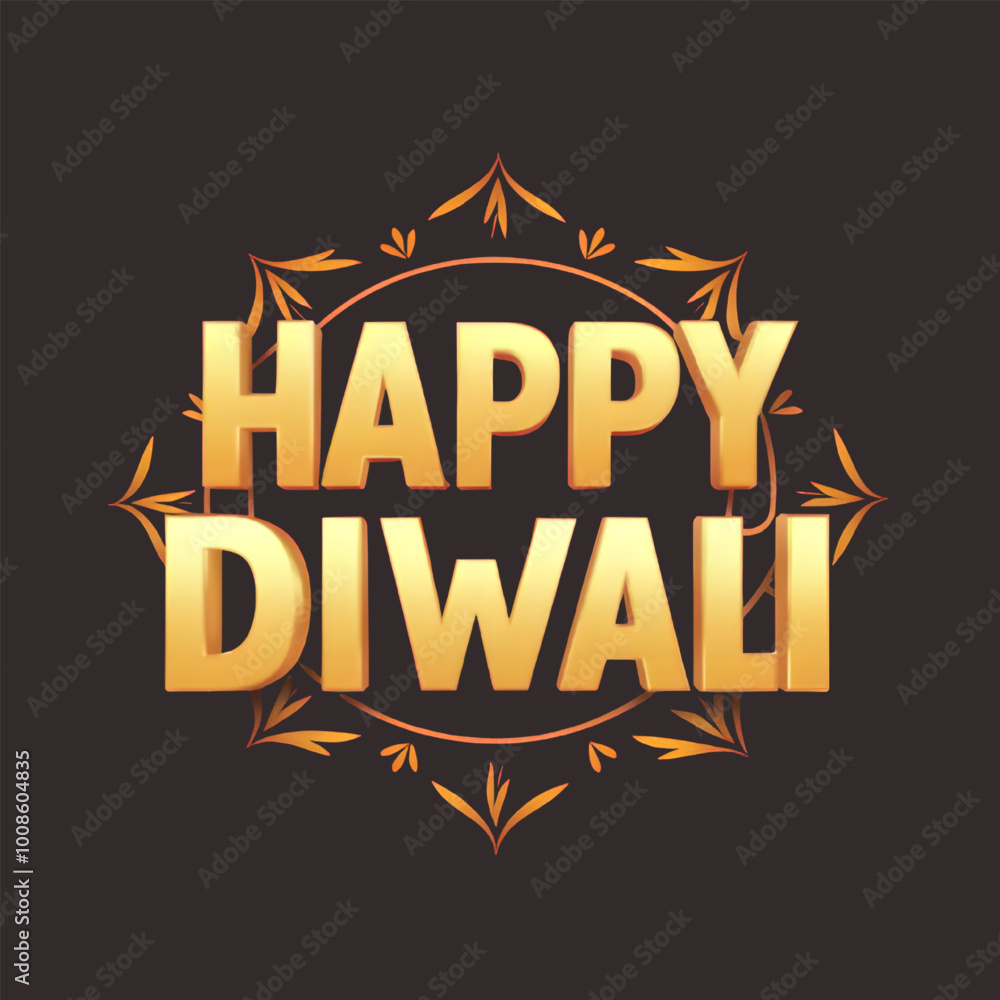 Fototapete free vector happy diwali festive typography with elements generative ai