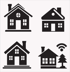 Real Estate and Construction vector silhouette on a white background