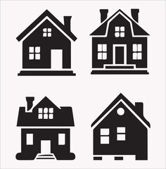 Real Estate and Construction vector silhouette on a white background