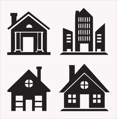 Real Estate and Construction vector silhouette on a white background