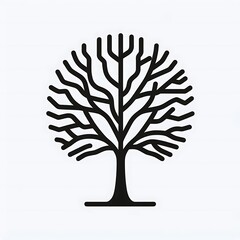 Minimalist Tree Line Art Icon	
