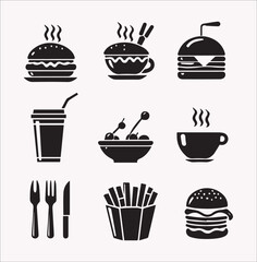 Resturent food vector silhouette on a white background