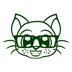 Cat Design Nerd Horn-rimmed Glasses Geek Smart Intelligent Funny Cool Tie Suit Cartoon Cute Cats Lovers Cartoon Comic Fun Love Sweet Kittens Adorable Feline Playful Kitties Fur Baby Paw Pet Owners