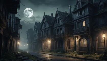 Heavy fog in the town illustration creepy background