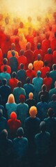 Obraz premium Vibrant Crowd Gathering: Exploring Diversity in Human Interaction and Community Spirit