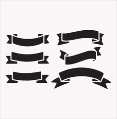 Set Of Ribbon for  banner  collection vector silhouette on a white background