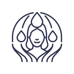 Illustration of a serene face with water droplets symbolizing WaterTherapy's calming effects.