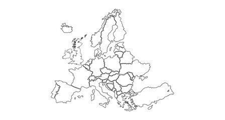 Fototapeta premium North America map outline isolated on white background. Map outline template. North America. Vector illustration.