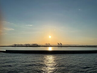 Beautiful sunset seen from a ship