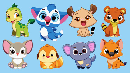 Obraz premium Charming Set of Adorable Cartoon Designs - Vector Illustration