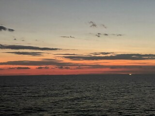 Beautiful sunset seen from a ship