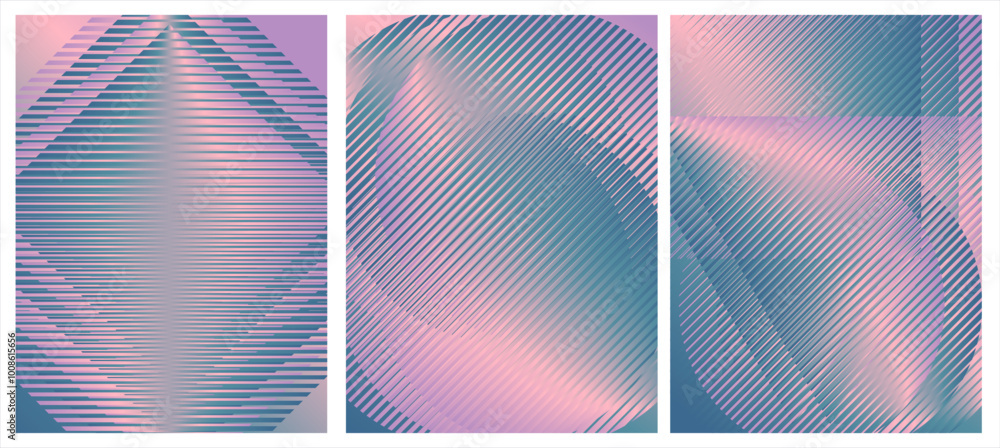 Aufkleber retro collection gradient color poster style 70s background vector. set abstract geometric retro wal
